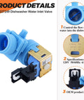 Upgraded Dishwasher Water Inlet Valve 15 Year Warranty Fits Kenmore 665 662 Series KitchenAid Amana And More Replaces W10195047 W10316814 W11130743 W10327249 W10327250 W11175771 DIY Friendly Install, blue ABS plastic and stainless steel, 2.9 in