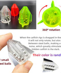 Close-up of rotating rattles with steel balls from Six Piece Catfish Fishing Rigs Ready Kit With 2 In 1 Rotating Rattles And Double Rattles Beads For Freshwater And Saltwater Tackle Santee Rig Peg Gear, showing 360° rotation feature.