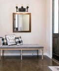 Entryway with Industrial Three Light Vanity Fixture With Seeded Glass Shades 18.9 Inch Rustic Farmhouse Vibe Wall Sconce