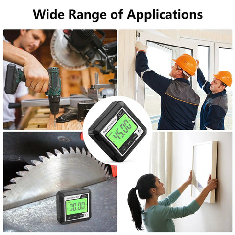Dang Accurate Magnetic Digital Angle Gauge With Backlit LCD Display And Nifty Protractor Inclinometer for carpentry and installation tasks.