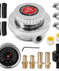 Adjustable Carburetor Fuel Pressure Regulator Kit With 0-15 PSI Gauge, Universal Fit For Classic Cars, Motorcycles, Boats, And Other Rides, Includes Fuel Block And 8mm 10mm Adapters For Smooth 1-5 PSI Tuning, with gauge and fittings