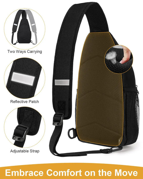 Waterproof Sling Bag For Travel And Hiking Convertible Crossbody Chest Bag with reflective patch and adjustable strap