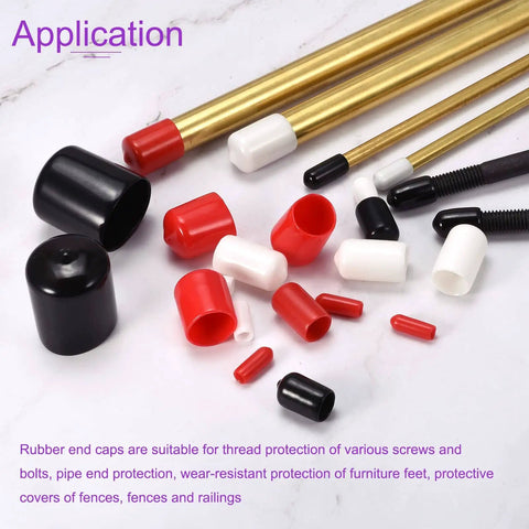 20 Pack Three Eighths Inch Black Screw Thread Protectors Rubber End Caps Bolt Covers For Screws Bolts Furniture Feet Pipe Ends And Fence Railings Nine Point Five Millimeter Inner Diameter Easy Snap On Durable Protective Caps on pipes
