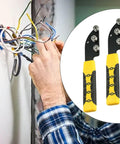 Hand using Heavy Duty Stainless Steel Wire Straightener Tool Set For Electrical Projects on tangled wires.