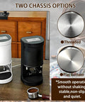 Locked In 58Mm Automatic Coffee Tamper Machine Featuring Responsive Touchpad And Adjustable 5 To 30Kg Pressure For Flawless Packing And Consistent Pulls Every Day, showing white and black chassis options.