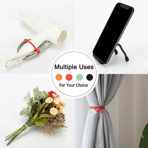 Silicone Cable Ties Set Reusable Twist Ties For Cords And Cables Easy Bundling And Organization used for multiple purposes