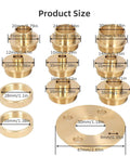 Pro Tier Brass Router Template Bushing Guide Set With Bulletproof Lock Nut Adapter: 11 brass bushings with size measurements.