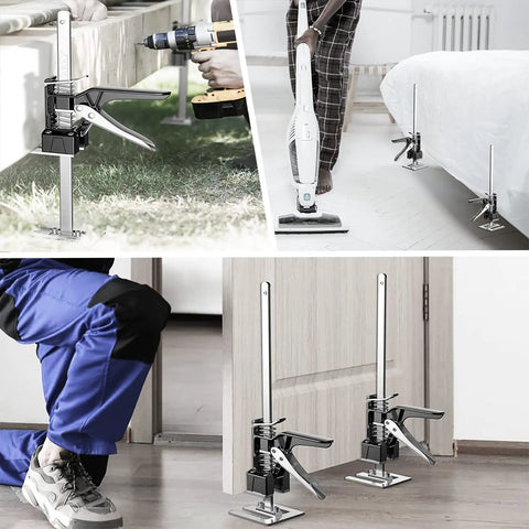 Heavy Duty Furniture Lifter Jacks 2 Pack, 15.5 Inch Portable Arm Hand Lifting Tool For Cabinets And Furniture Installations, Lifts 0-9.8 Inches, Loads Up To 440 Lbs, Labor Saving DIY Home Improvement during use