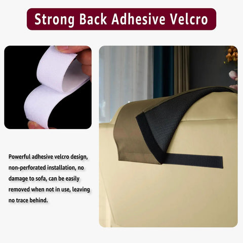 Adhesive Velcro on Non Slip Velvet Recliner Chair Cover showing installation and removal ease