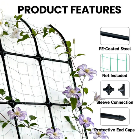 8.8 Foot Leanto Garden Trellis No Drill Design That Leans Against Walls For Climbing Plants PE Coated Galvanized Steel