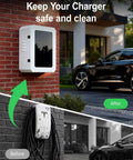 Universal Lockable EV Charger Outdoor Enclosure And Heavy Duty Metal Protective Guard For Level 2 Charging Stations mounted on wall.