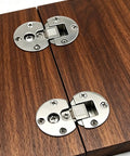 2Pack 90 Degree Hidden Flush Mount Hinges For 90 Degree Opening on wooden surface, zinc alloy, space-saving design for desks
