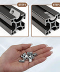 M6 X 1.0 T Slot Nut with Spring Ball Loaded, shown in 8mm aluminum extrusion rails installation, carbon steel, 10 pack