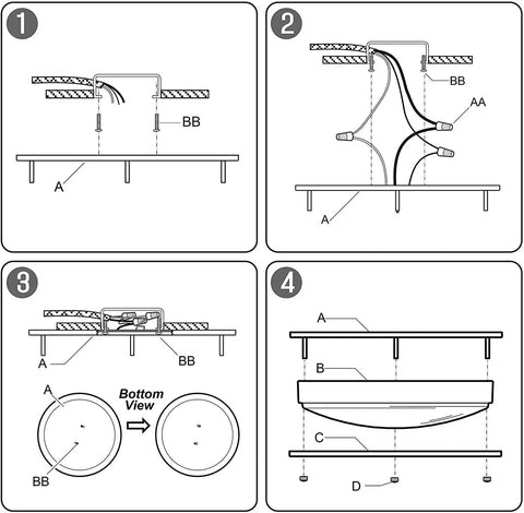 Installation guide for LED Double Ring Flush Mount Ceiling Light Twin Pack with 5CCT 2700K-5000K, Brush Nickel Finish