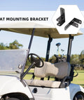 Rear Seat Armrest Bracket For Golf Cart, Heavy Duty Iron Construction in ergonomic design with adjustable frame shown on white cart.