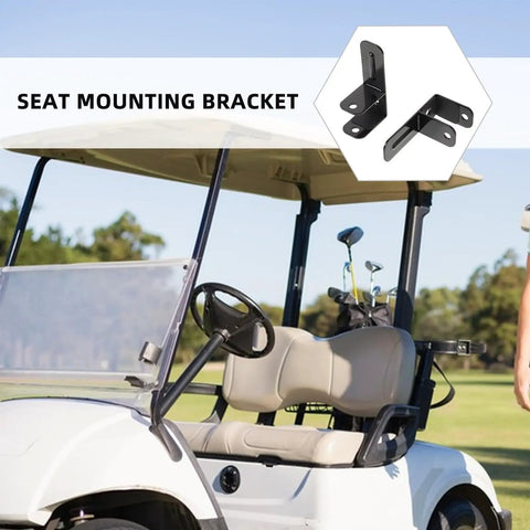 Rear Seat Armrest Bracket For Golf Cart, Heavy Duty Iron Construction in ergonomic design with adjustable frame shown on white cart.