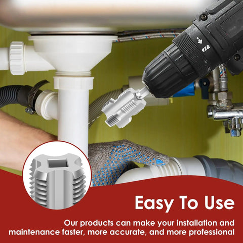 Premium Carbon Steel PVC Pipe Threader Kit for 1/2, 3/4 And One Inch Plastic Pipe Taps used with electric drill on plumbing