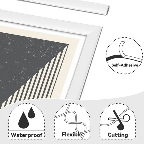 Self Adhesive Wall Molding Strips 9.8 Feet Long Flexible Pvc Border with waterproof and flexible features for DIY home decor.