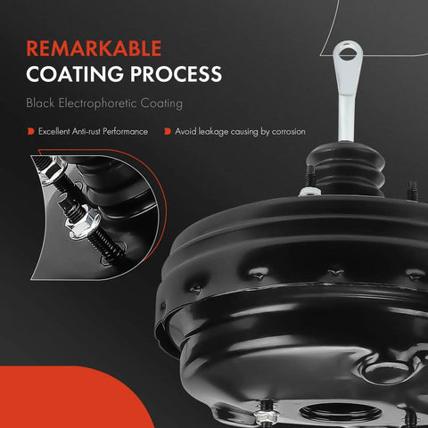 Vacuum Brake Booster For Jeep Wrangler JK 2012 2018, black electrophoretic coating, showcasing connectors and diaphragm detail.