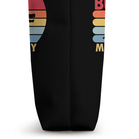 Side view of Dragon Boat Tote Bag For Paddlers And Crew Fans Who Live For Racing Regattas, showing close-up of design.