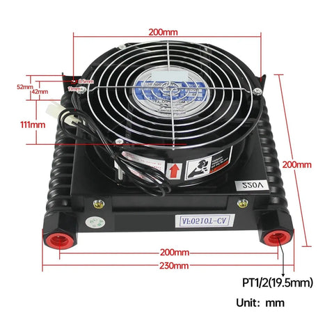 Beefy Air Cooled Hydraulic Oil Cooler Radiator For CNC Systems With 1.2 Kilowatts Cooling Power 10 Liters Per Minute Flow 1 MPa Working Pressure DC 24V Heavy Duty Heat Exchanger For Efficient Shock Absorption