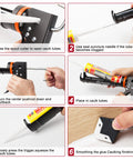 Tutorial steps using All In One DIY Friendly Caulking And Sealing Kit With Smooth Silicone Caulking Gun for neat sealing joints.