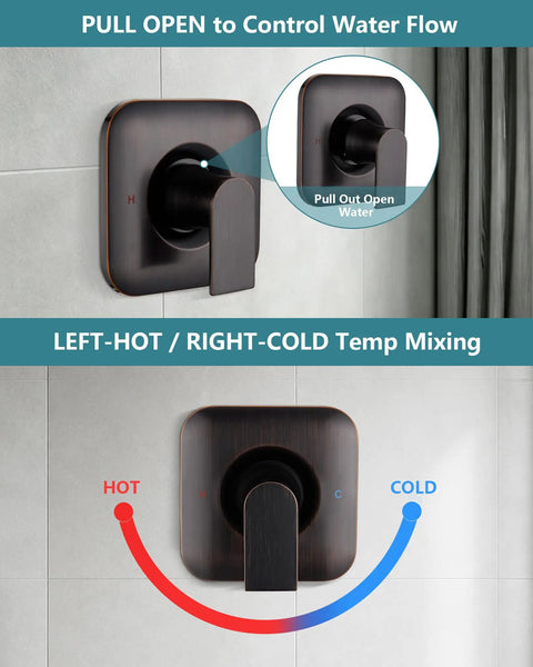 Upgrade Your Bathroom with This Replacement Square Trim Kit for Moen Chateau Shower Valve pull-open handle oil rubbed bronze