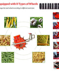 12-Nozzles Tractor Mounted Seeder Planter Farm-Ready With 8 Seed Wheels shown with crop examples