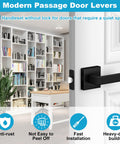 8 Pack Matte Black Passage Door Handles Square Heavy Duty Interior Door Knobs Non Locking Handlesets For Hallway And Closet Doors