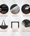 Details of Heavy Duty Foldable Wheeled Grocery Cart With Insulated Waterproof Bag, showing pockets and wheels.