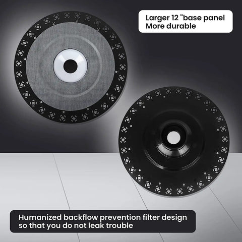 Rock Solid Freestanding Bathtub Drain Rough In Mounting Kit Stainless Steel, 12-inch base panel with backflow prevention filter design.