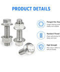 Premium 304 Stainless Steel Exhaust Manifold Hardware Kit Featuring M10x1.5 35mm Flange Bolts And Nuts, detailed product view