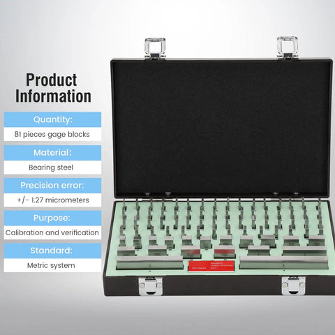 81 Piece Pro Grade Steel Gauge Block Set, Grade B Accuracy, Durable Tool Steel Blocks With Laser-Etched IDs and Traceable Calibration Certificate for Precise Machining, Calibration, and Quality Checks open case