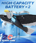 Remote Control Eagle Plane For Newbies And Kids 2.4GHz 2CH RC Airplane With 6 Axis Gyro Stabilization and two high-capacity batteries