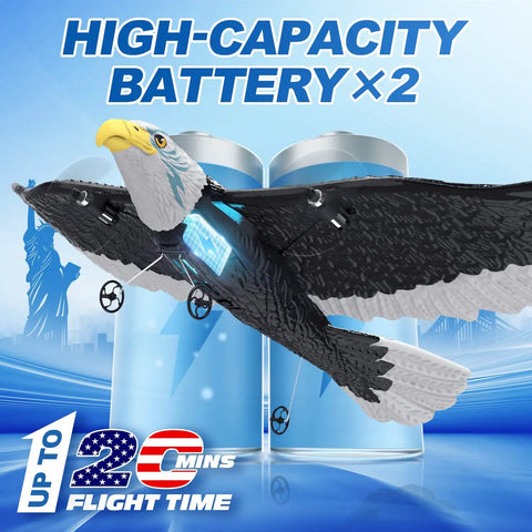 Remote Control Eagle Plane For Newbies And Kids 2.4GHz 2CH RC Airplane With 6 Axis Gyro Stabilization and two high-capacity batteries