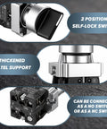Close-up of 8 Pack 22mm Rotary Selector Switches SPST Self Locking On Off 2 Position 10A 600V Panel Mount components