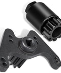 Camoo engine barring flywheel turning tool kit: black spline adapter and dark gray forked mounting bracket