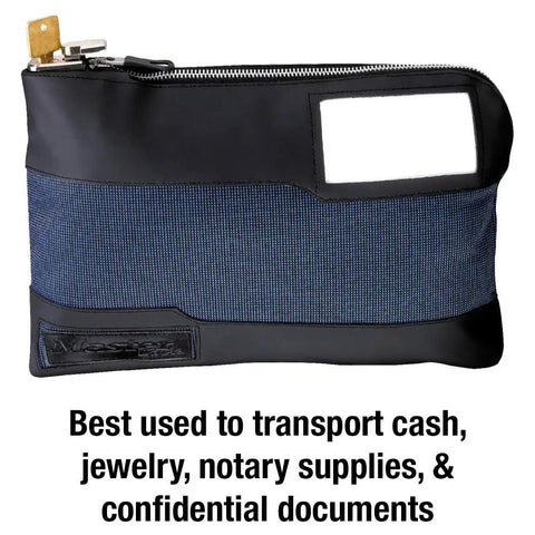 Money Bag With Key Lock And Zipper For Cash And Valuables 11.5 Inch Travel Pouch Water Resistant Nylon Reinforced Seams