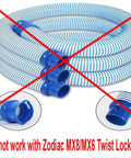 Blue and white pool hose incompatible with Upgraded Inline Pool Leaf Canister With Easy Open Lid And See Through Basket Fits Hayward W560 W530 Zodiac W26705 And Pentair R211084 Pool Cleaners Debris Trap That Keeps Debris Outta Your Filter And Keeps Water Flow Smooth