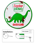 Badass Vintage Tin Sign Featuring Classic Sinclair Gasoline Poster Round Galvanized Metal Wall Art Rust Proof Garage Decor All Season Ready Home Shop Man Cave Decoration Built Damn Tough, 8x12 inch with dinosaur design.