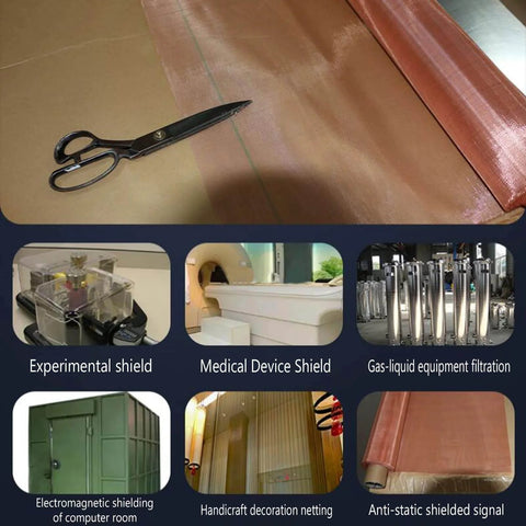 Copper Shielding Mesh Fabric Woven Wire 99 Point 9 Percent Purity Non Magnetic Shield Screen For RF Applications close-up