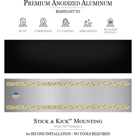 Satin Black Door Kick Plate Anodized Aluminum Shield For Entry Doors 8x34 Inches Durable Protection With Easy Self Adhesive