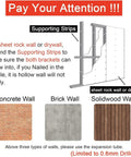 Installation manual for using supporting strips on concrete, brick, and solid wood walls for fold down wall mounted workbench.