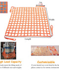 Heavy Duty Cargo Lifting Net For Moving And Construction 6.6 By 6.6 Feet 2204 Lb Load Capacity with orange mesh