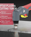 IPT40 cutting torch featured in Four-In-One Plasma Cutter 60Amp Dual Voltage 110V 220V Non High Frequency Non Touch Pilot Arc