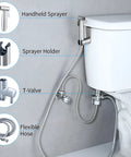 Handheld Bidet Sprayer For Toilet With Adjustable Water Pressure, Leak Proof Food Grade Stainless Steel Hose attached to toilet