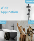 Kink Free Stainless Steel Shower Hose 60 Inch Matte Black With Brass Insert And Nut Anti Kink Flexible Handheld Shower Attachment for pet washing and tub cleaning.