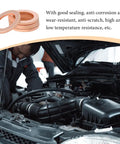 10 Pack 14mm Copper Oil Drain Plug Gaskets For Engine Seals And Oil Pan Crush Washers Replacement Kit, mechanic under car hood.