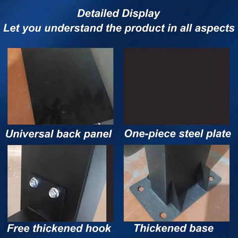 Hella Tough Ev Charger Pedestal Stand With Easy Reach Cable Hook Heavy Duty Floor Mount showcasing universal back panel and thickened base components.