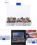 75 Piece Spring Hose Clamp Kit With Zinc Plated Steel For Quick Fixes And Secure Pipes Hoses Glass Acrylic Filter Buckets in clear box